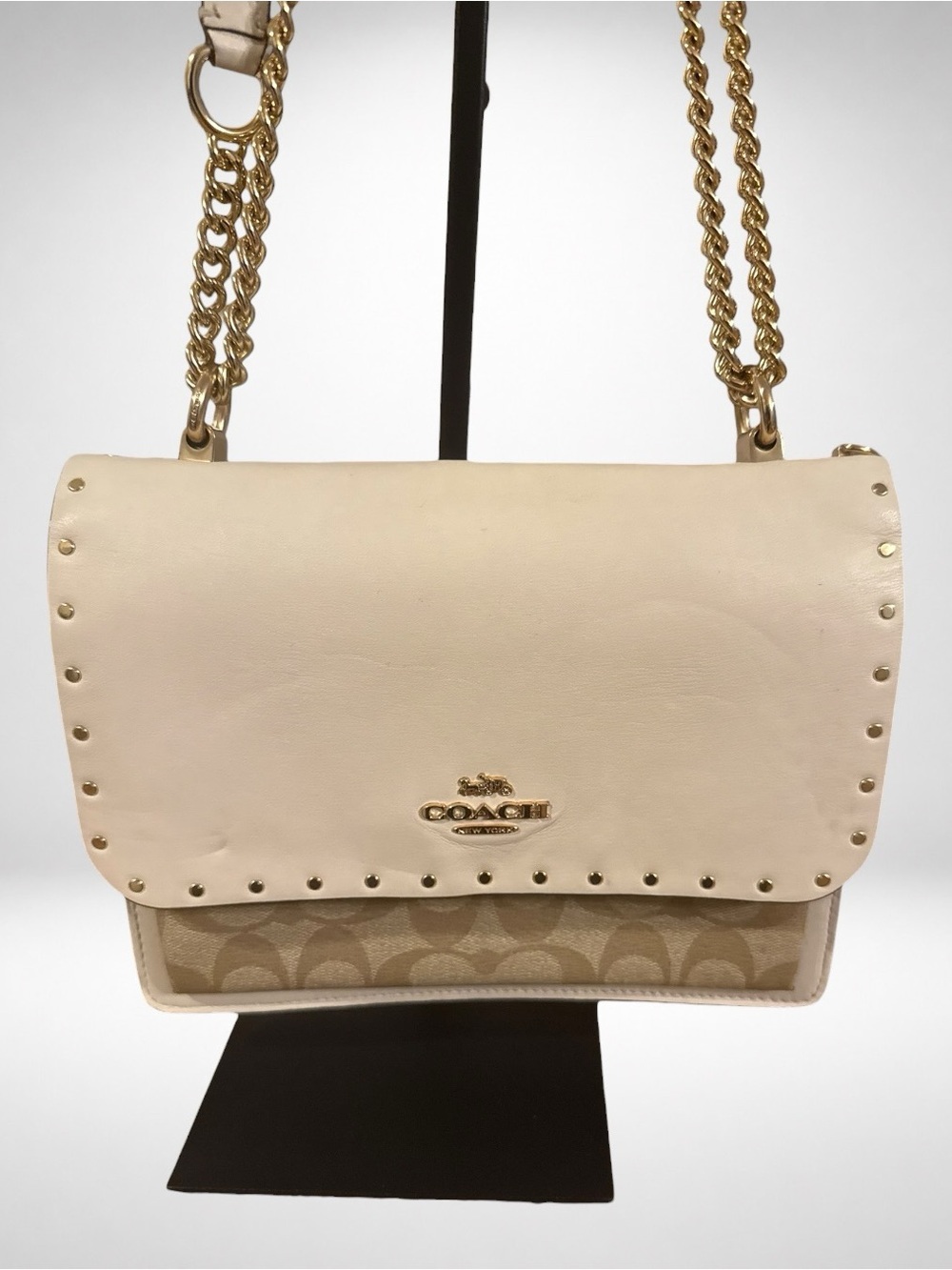 COACH Klare Crossbody Signature Canvas Snakeskin Studded Chain Bag 90400